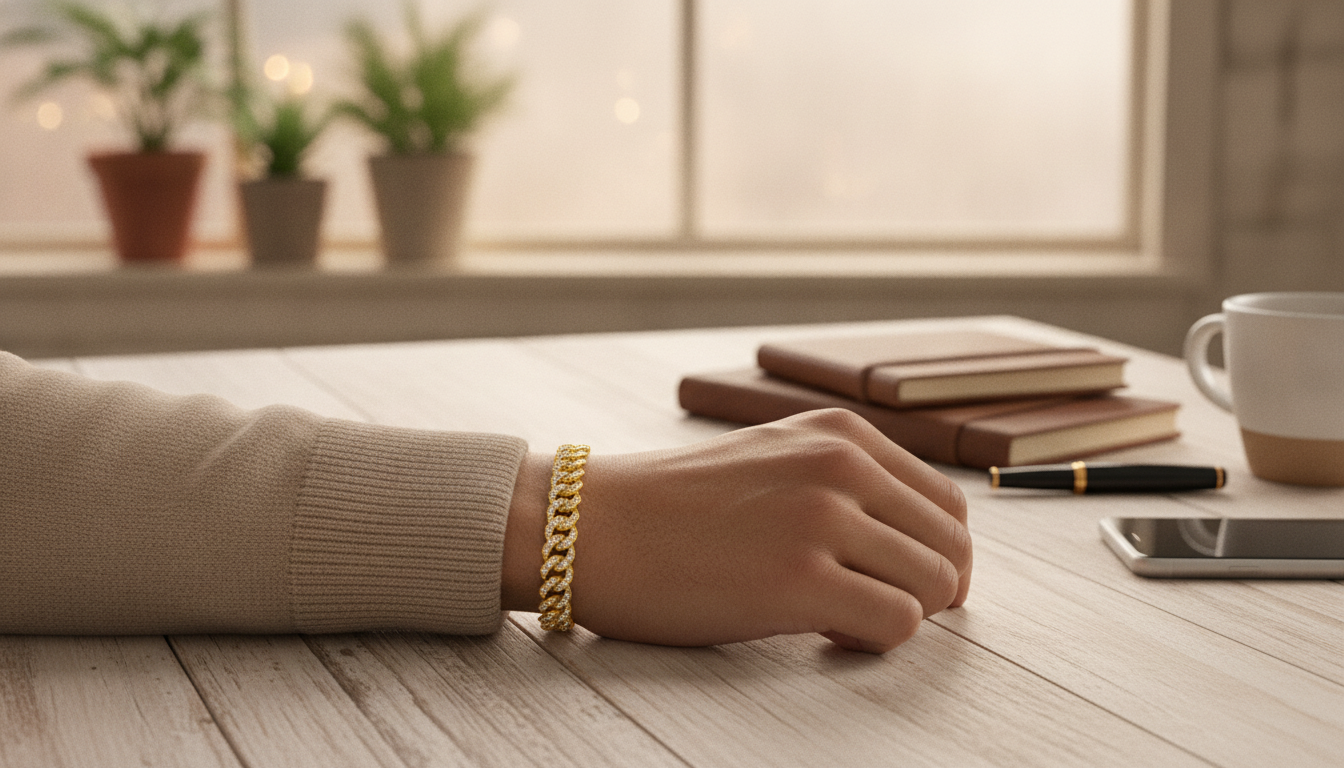 18K Gold Plated Moissanite Cuban Link Bracelet Guide