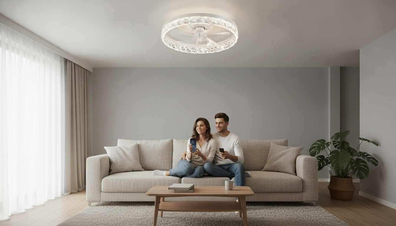 20-Inch Flush Mount Ceiling Fan: Dimmable Light + App