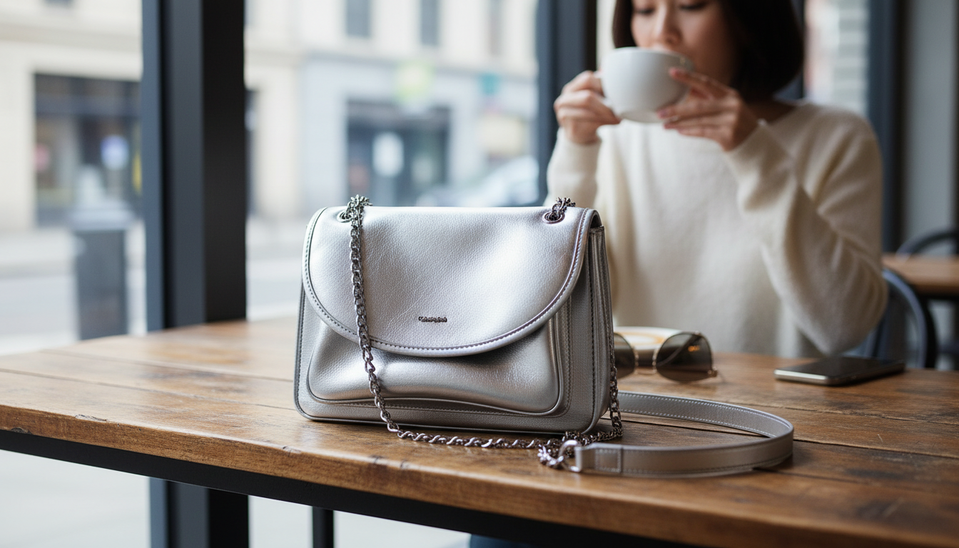 Large Leather Tote Bag with Chain Strap: Chic & Roomy