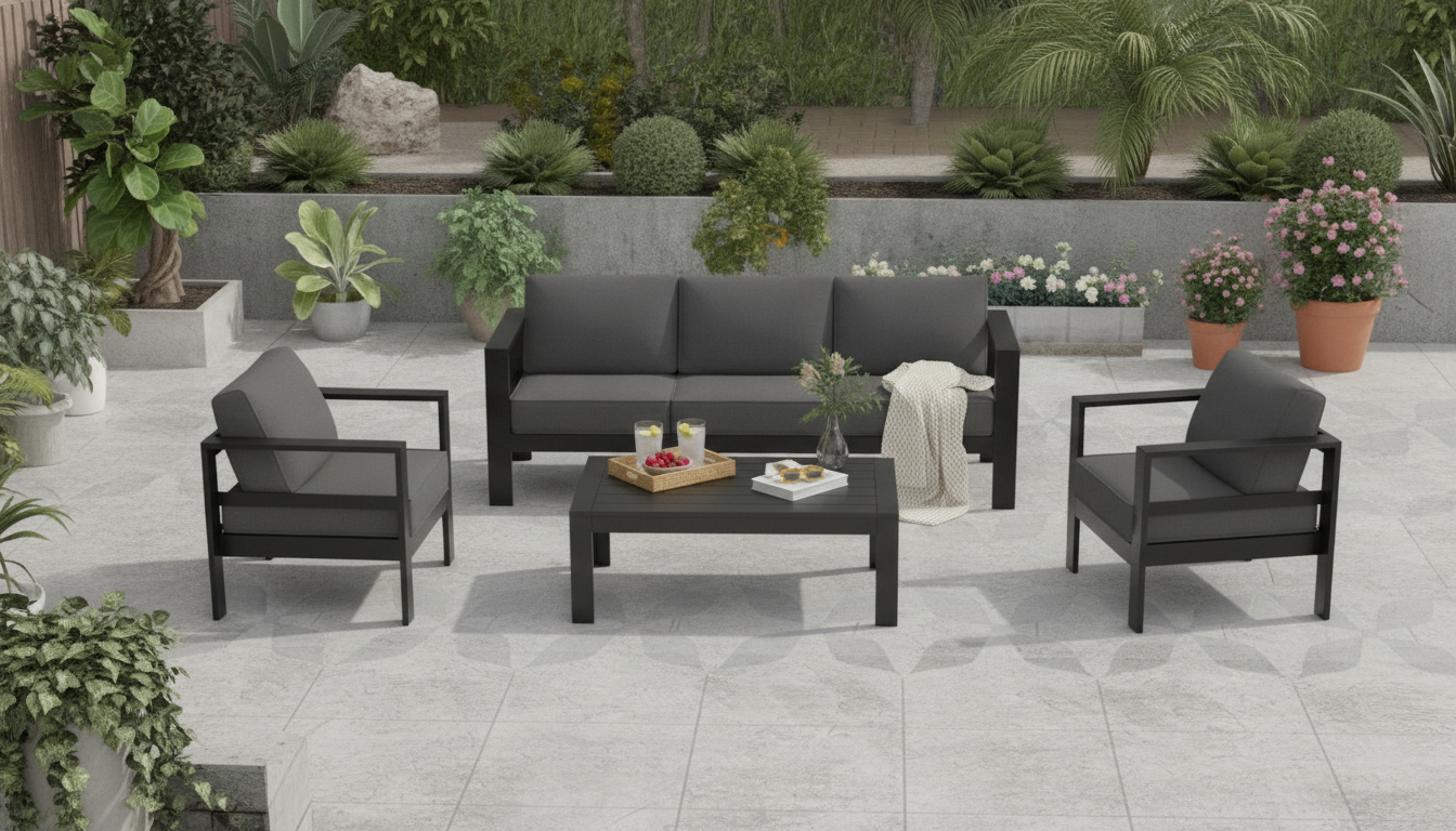 Lightweight 4-Piece Aluminum Patio Set: Cushions + Table