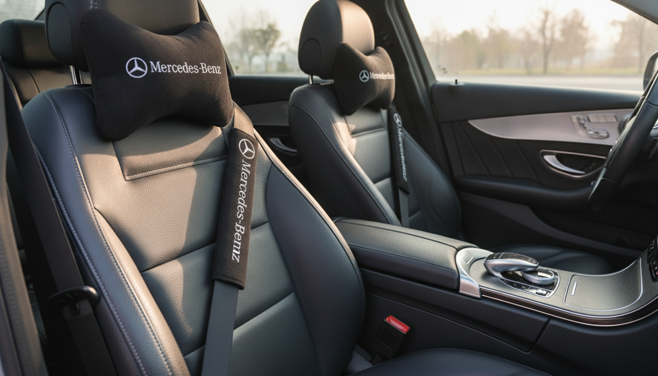 Mercedes C‑Class/GLC/CLA Soft Headrest & Belt Pad Set