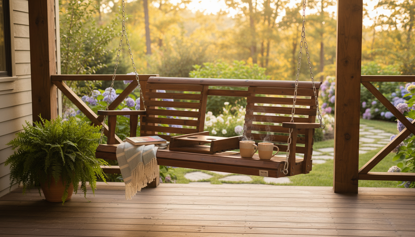 5ft Wooden Porch Swing with Chains: Porch-Ready Comfort