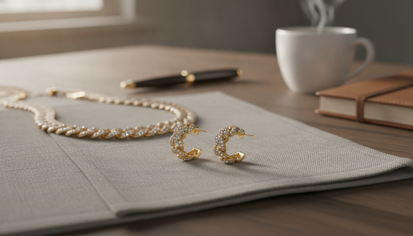 Iced Out Cuban Chain Stud Earrings: Compact, Bold Shine