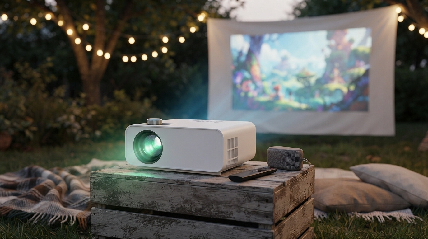 Portable 1080P LED Projector: 9000 Lumens, Bluetooth, HDMI