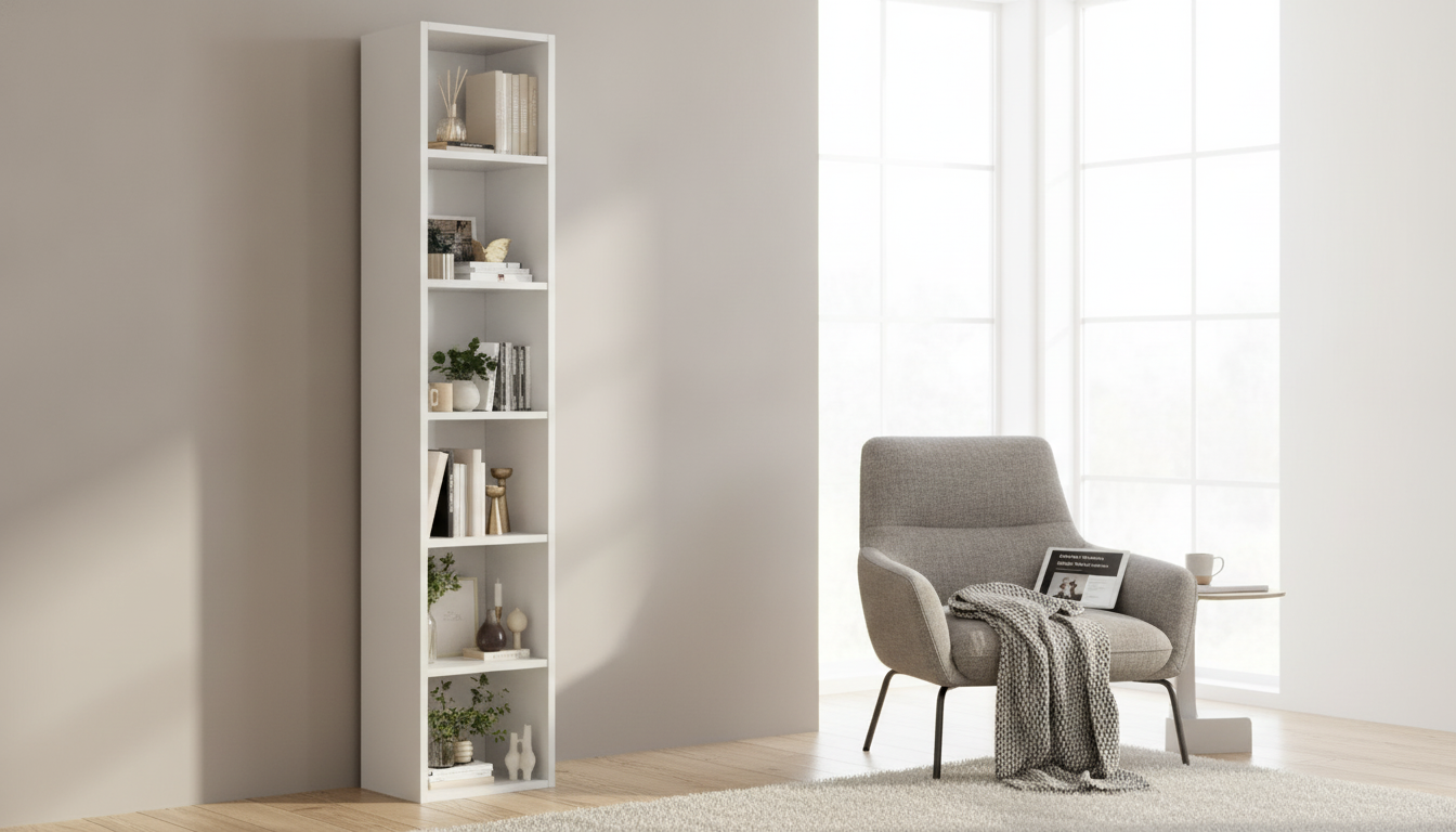 71.5-Inch Tall Narrow Bookshelf: Small-Space Storage