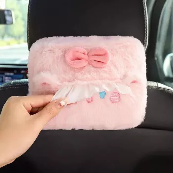 Plush Bear & Rabbit Car Tissue Box: Cute, Handy & Safe